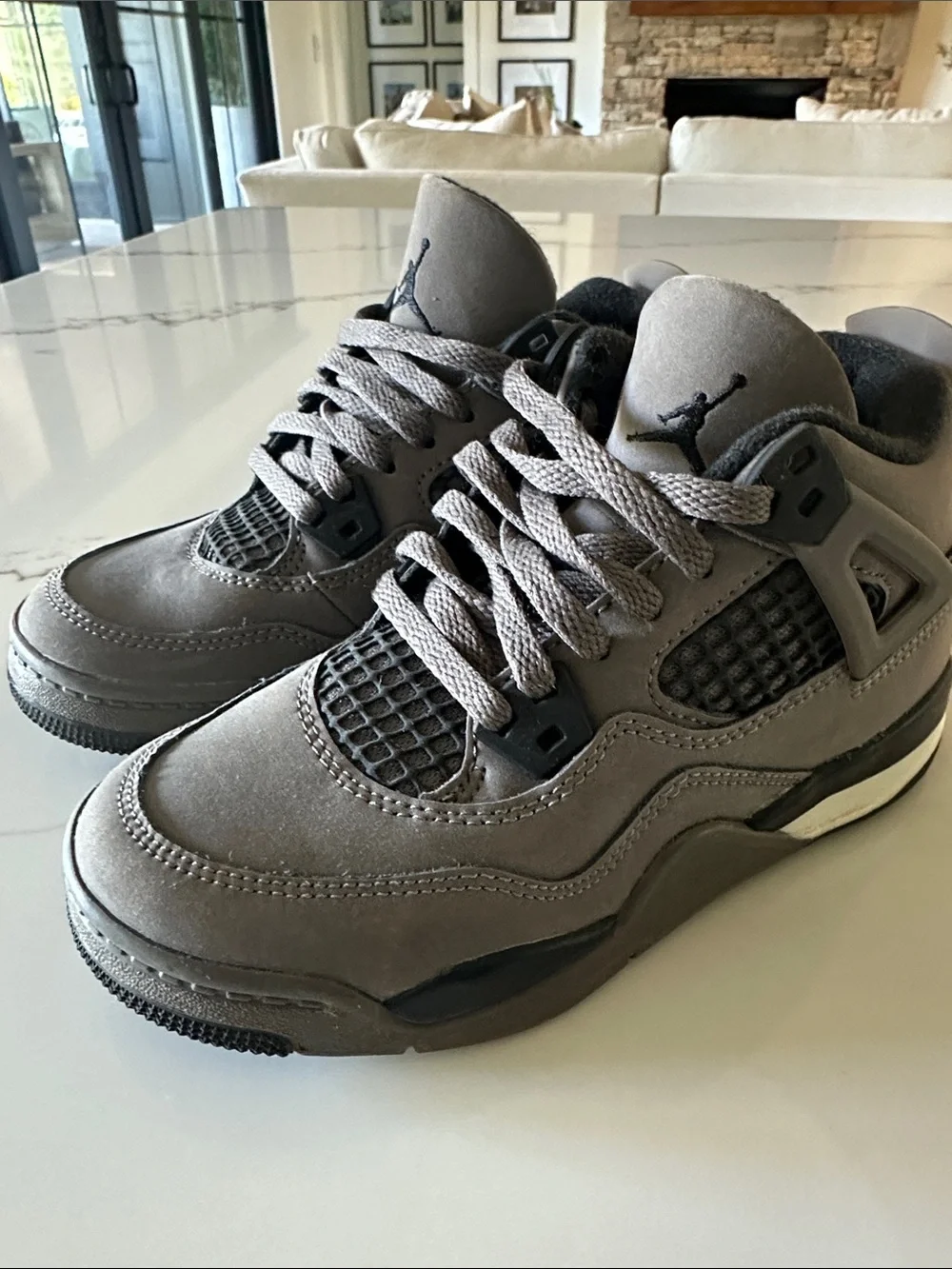 Jordan Grey Suede Retro Sneakers with Black Accents Kids 13